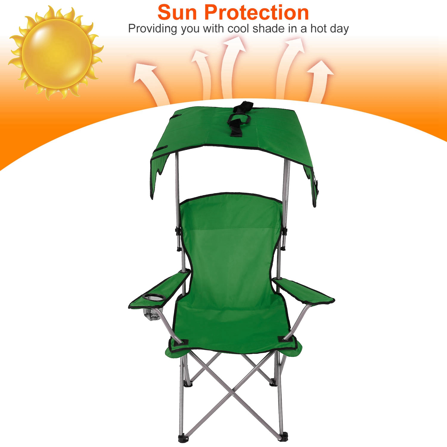 Foldable Portable Camping Chair with Sunshade & Rain Shelter, 330LBS Support, Not Available on Walmart - Image 4