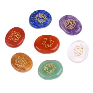 7 Chakras Natural Pocket Palm Stones for Healing and Meditation