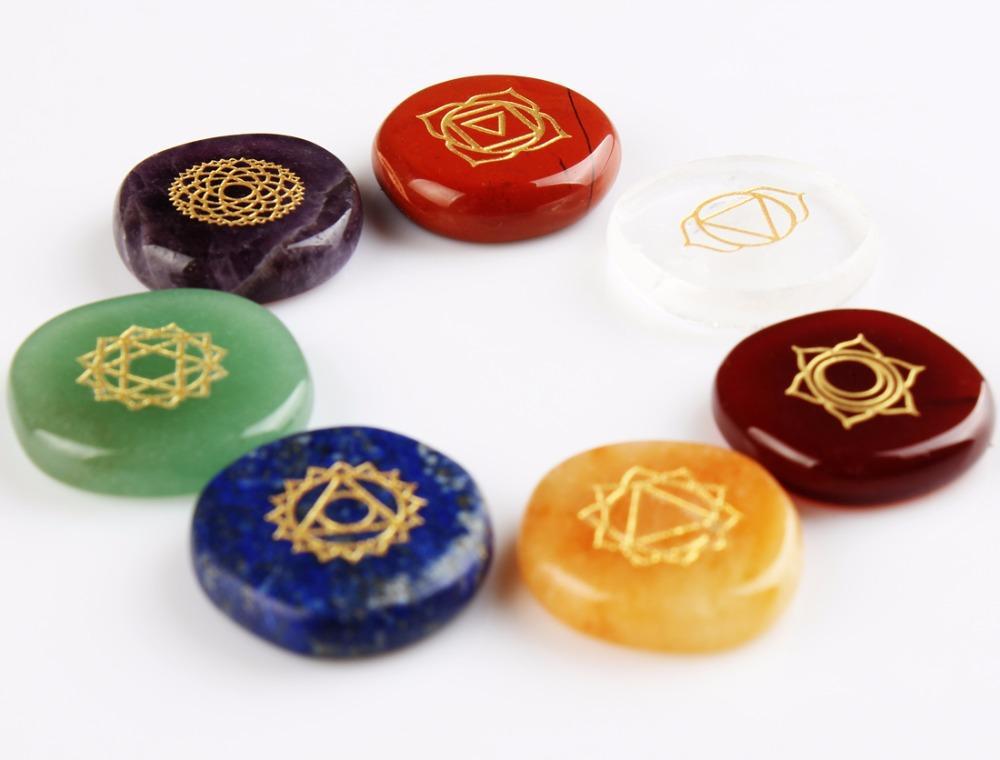 7 Chakras Natural Pocket Palm Stones for Healing and Meditation - Image 6