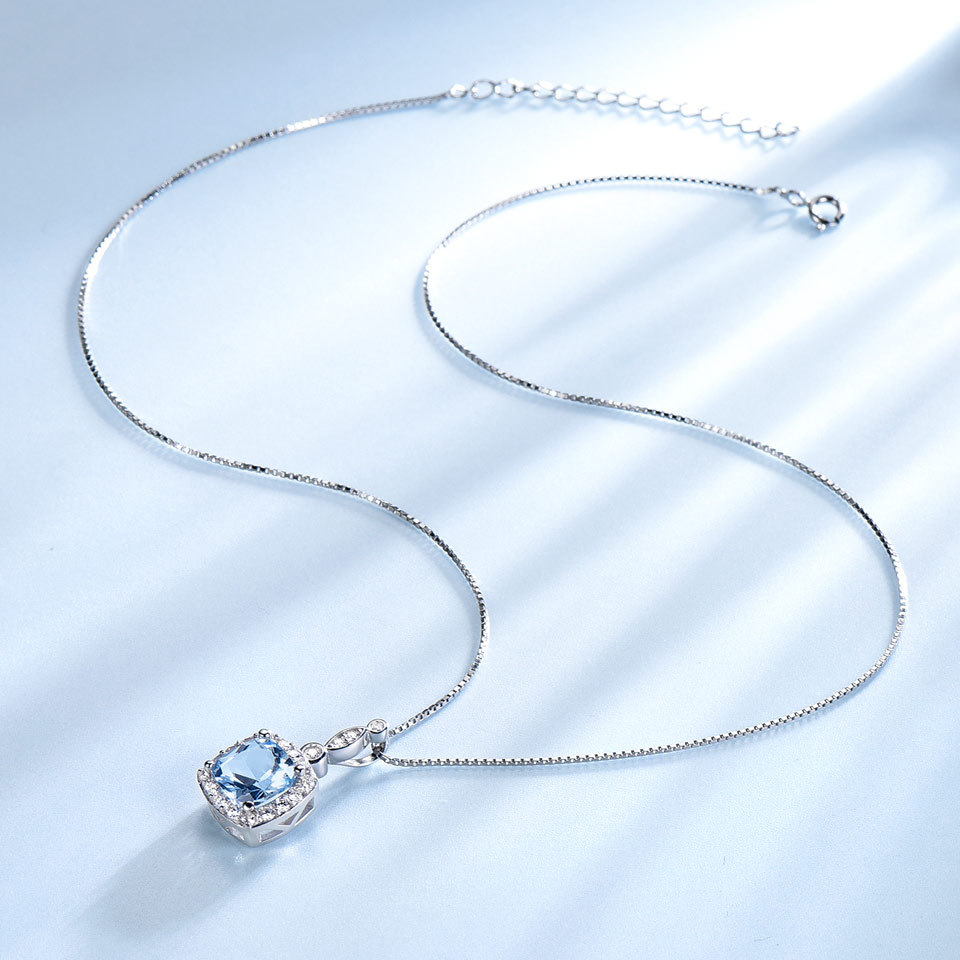 925 Sterling Silver Necklace with Sky Blue Topaz - Stunning Four-Piece Set - Image 4