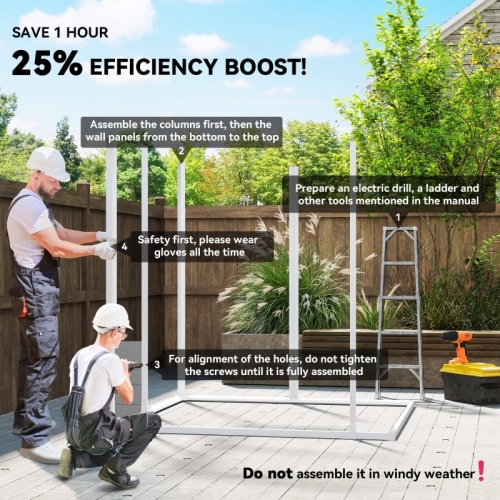 Outsunny 6 x 5ft Garden Shed - Durable Plastic Tool Shed with Floor, Window, Lockable Doors & Vents, Wood Effect Resin for Outdoor Patio, Dark Grey - Image 4