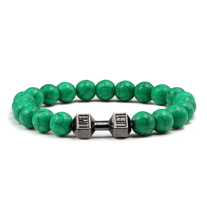 Turquoise Energy Gun Black Electroplated Alloy Barbell Bracelet - Stylish & Durable - Image 21