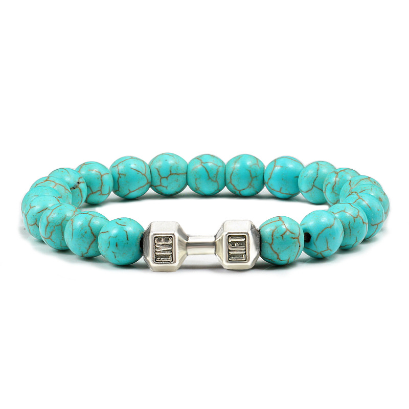 Turquoise Energy Gun Black Electroplated Alloy Barbell Bracelet - Stylish & Durable - Image 25