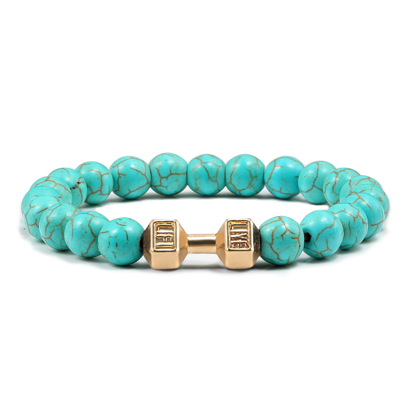 Turquoise Energy Gun Black Electroplated Alloy Barbell Bracelet - Stylish & Durable - Image 26