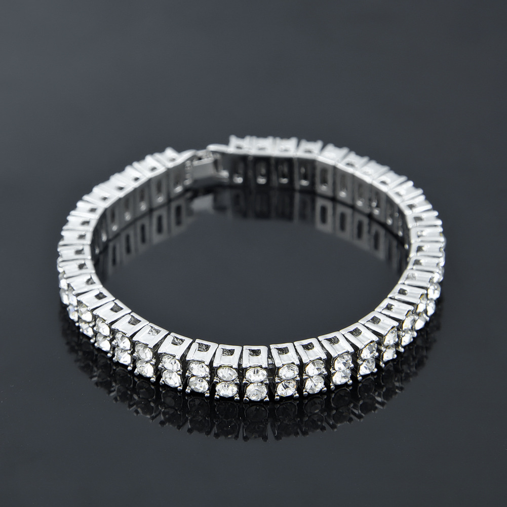 Europe and America Hip Hop Hot 2 Row Bling Rhinestone Bracelet for Men - NB02 - Image 2