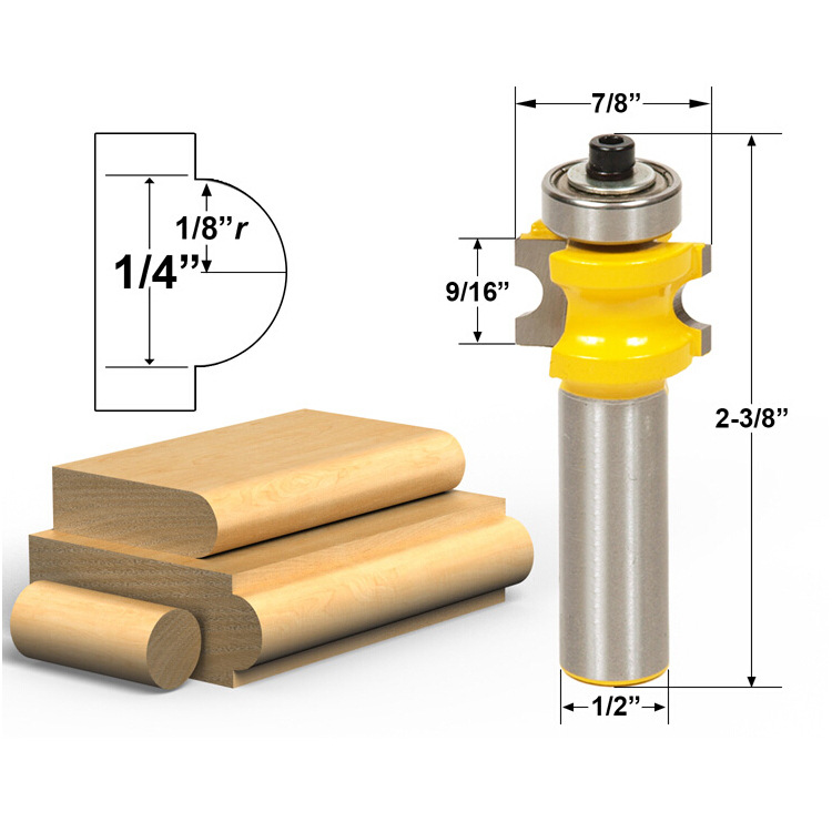 1-5 Piece Bullnose Router Bit Set C3 Carbide 1/2" Shank 12mm Woodworking Cutter - Image 2
