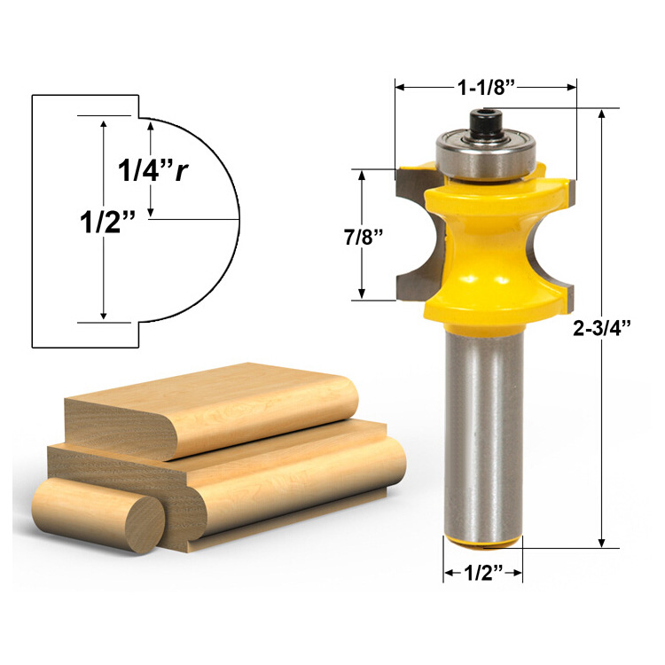 1-5 Piece Bullnose Router Bit Set C3 Carbide 1/2" Shank 12mm Woodworking Cutter - Image 3