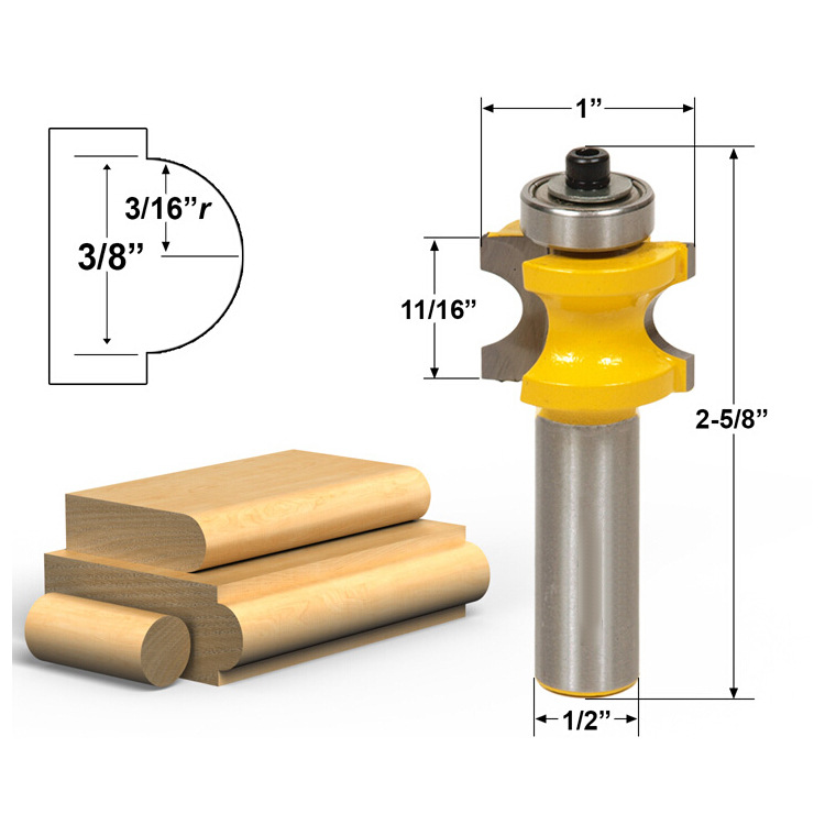 1-5 Piece Bullnose Router Bit Set C3 Carbide 1/2" Shank 12mm Woodworking Cutter - Image 4
