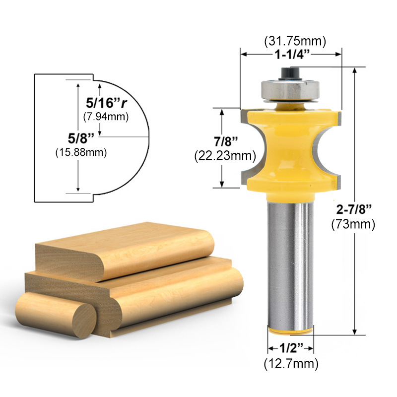1-5 Piece Bullnose Router Bit Set C3 Carbide 1/2" Shank 12mm Woodworking Cutter - Image 6