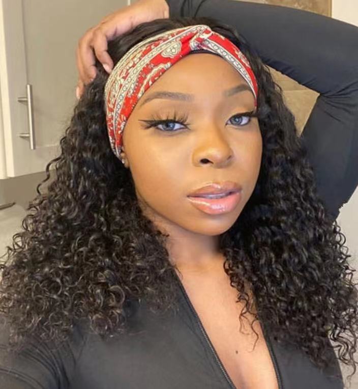 Stylish European and American Women's Ice Silk Head Scarf Wig Headband - Image 3