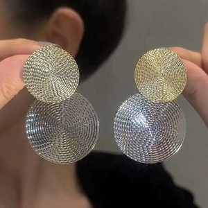 Trendy Silver Needle Statement Earrings with Round Sequins for a Bold Look