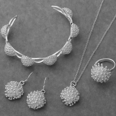 Elegant Four-Piece Jewelry Set: Bracelet, Pendant, Necklace, Ring, and Earrings - Image 2