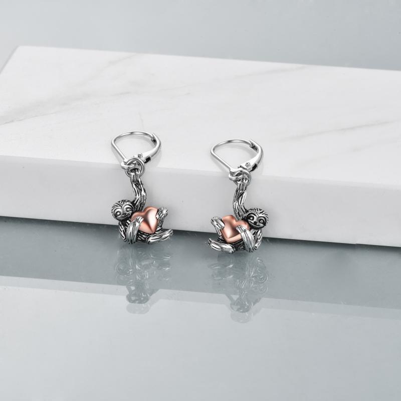 Sloth Leverback Dangle Drop Earrings in Yellow Gold Plated Sterling Silver Jewelry - Image 2