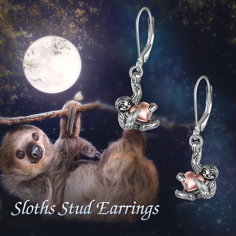 Sloth Leverback Dangle Drop Earrings in Yellow Gold Plated Sterling Silver Jewelry - Image 6