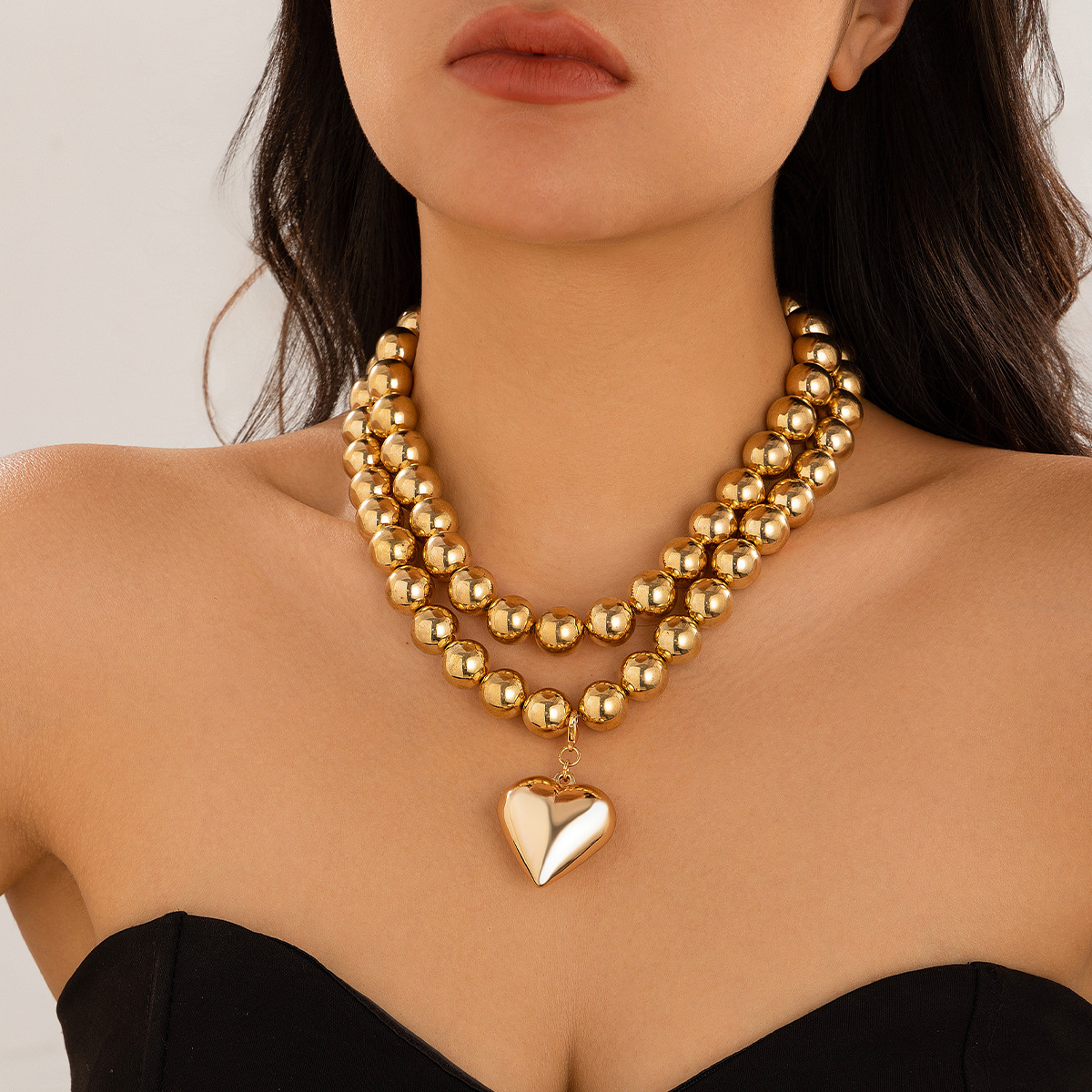 Elegant Pearl Heart Clavicle Chain - Beaded Heart-Shaped Ornament - Image 9