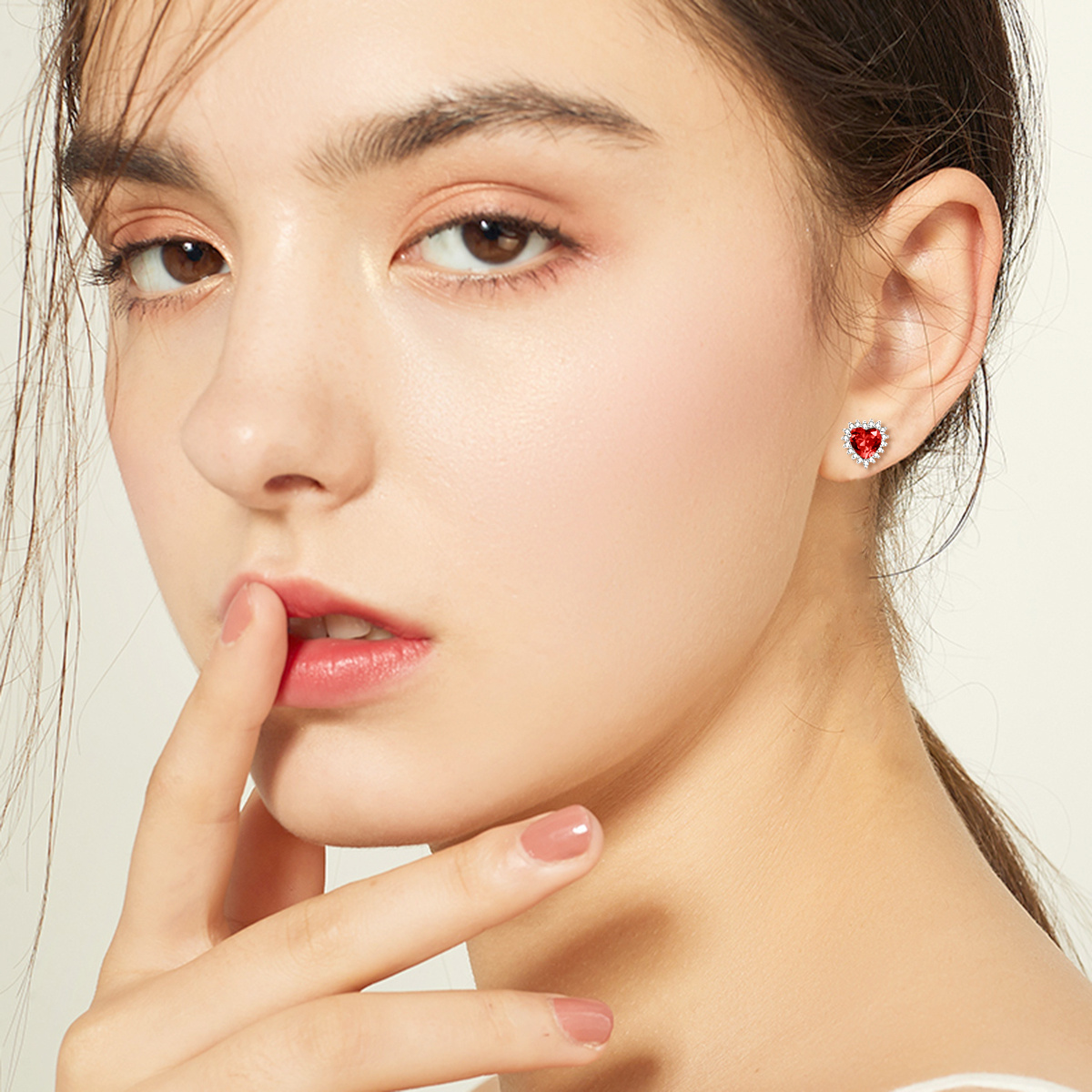 Heart-Shaped Birthstone Zircon Earrings for Women & Girls - Stunning Studs - Image 4