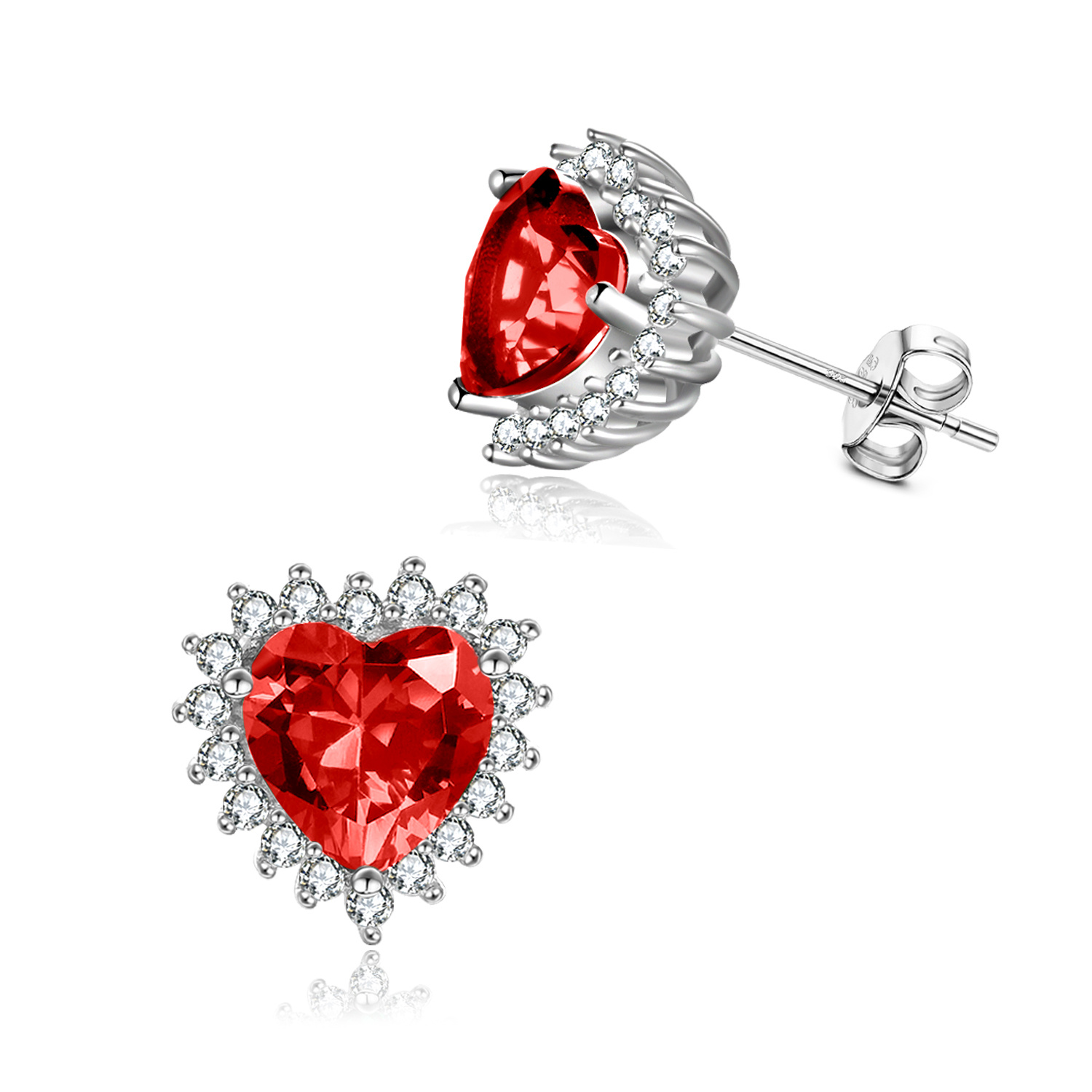 Heart-Shaped Birthstone Zircon Earrings for Women & Girls - Stunning Studs - Image 6