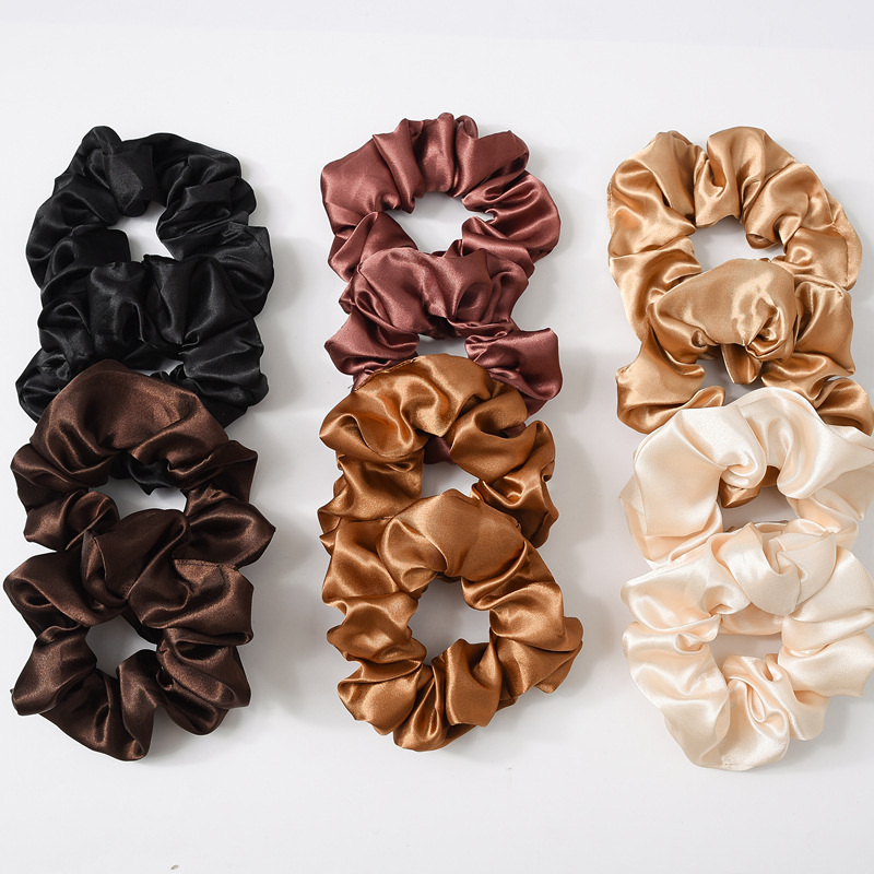Satin Cloth Large Intestine Circle Hair Tie Set - Vibrant Solid Colors - Image 2