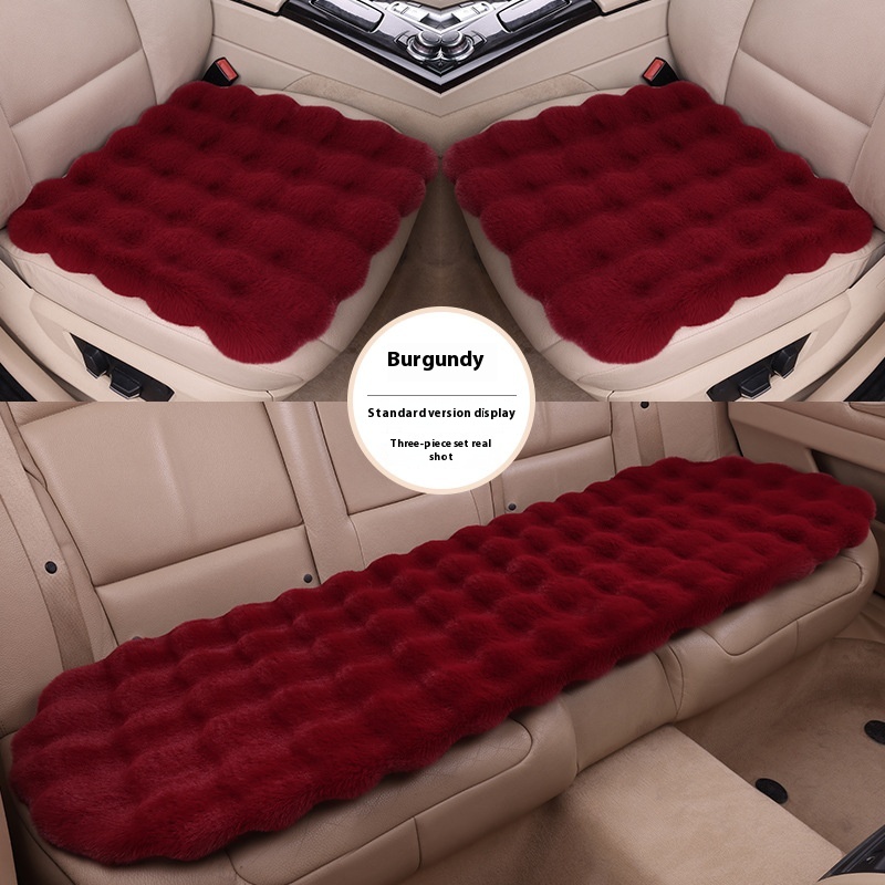 Winter Bubble Velvet Rabbit Plush Car Cushion Set – 3-Piece Without Backrest - Image 3