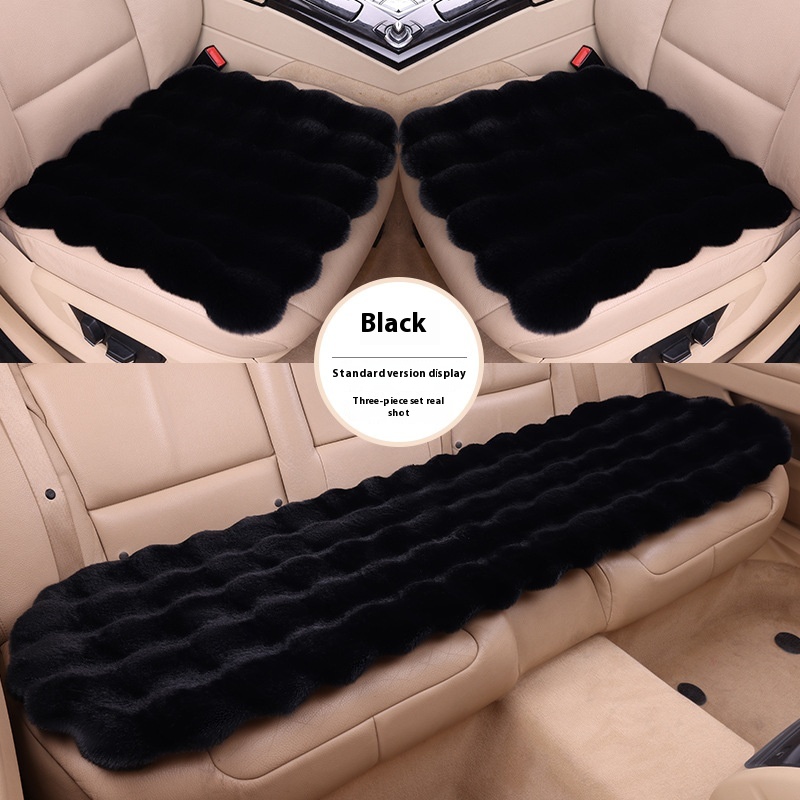 Winter Bubble Velvet Rabbit Plush Car Cushion Set – 3-Piece Without Backrest - Image 5