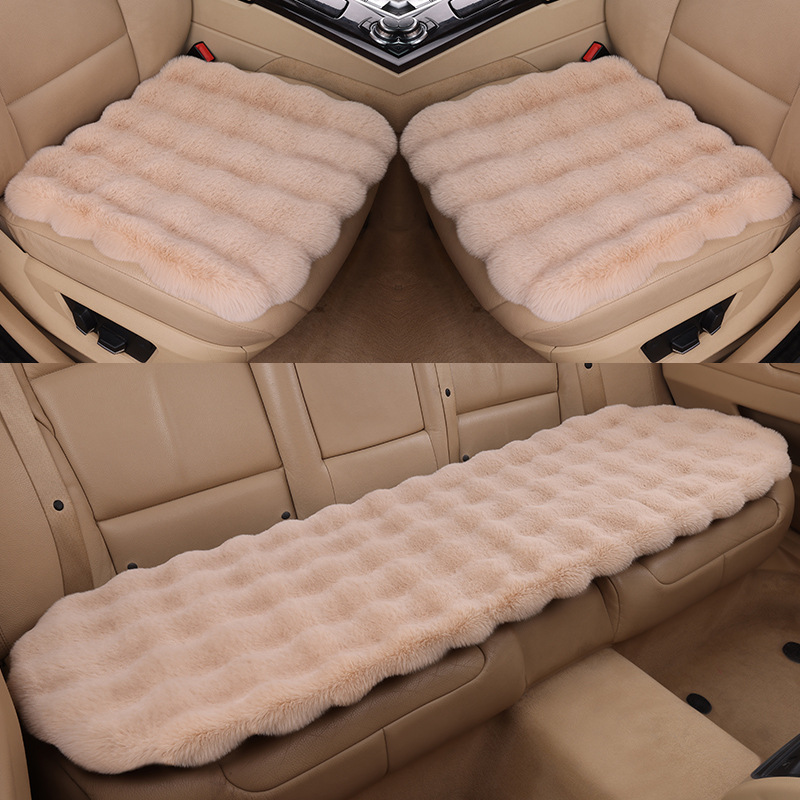 Winter Bubble Velvet Rabbit Plush Car Cushion Set – 3-Piece Without Backrest - Image 7