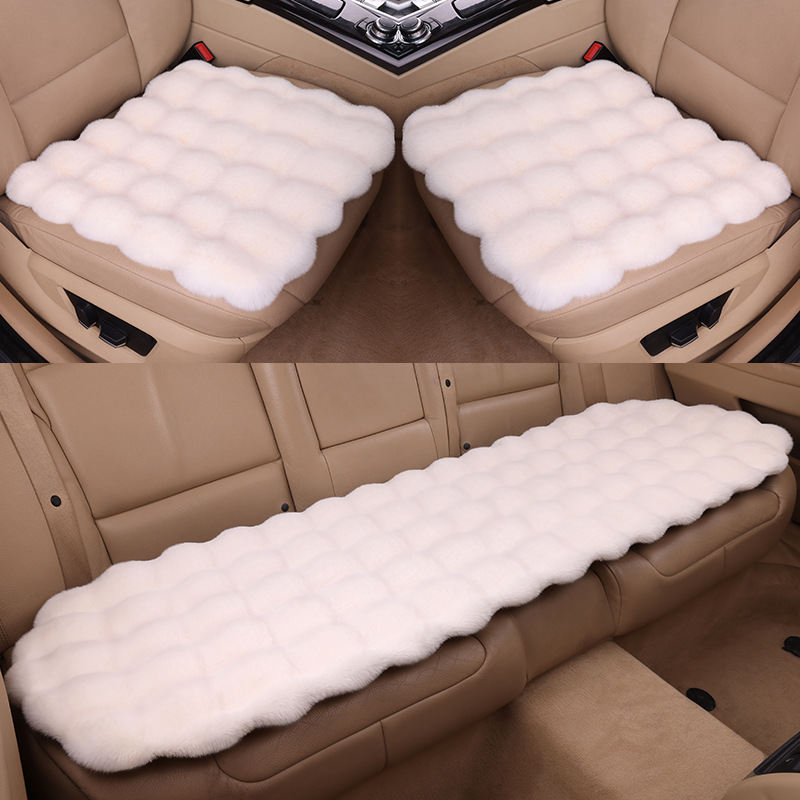 Winter Bubble Velvet Rabbit Plush Car Cushion Set – 3-Piece Without Backrest - Image 8