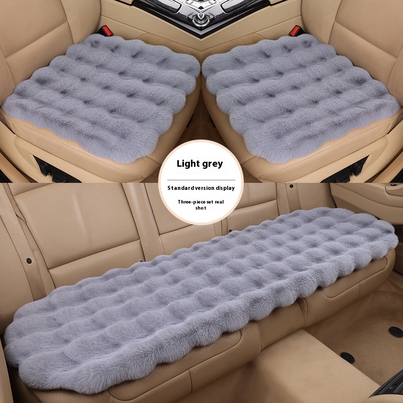 Winter Bubble Velvet Rabbit Plush Car Cushion Set – 3-Piece Without Backrest - Image 11
