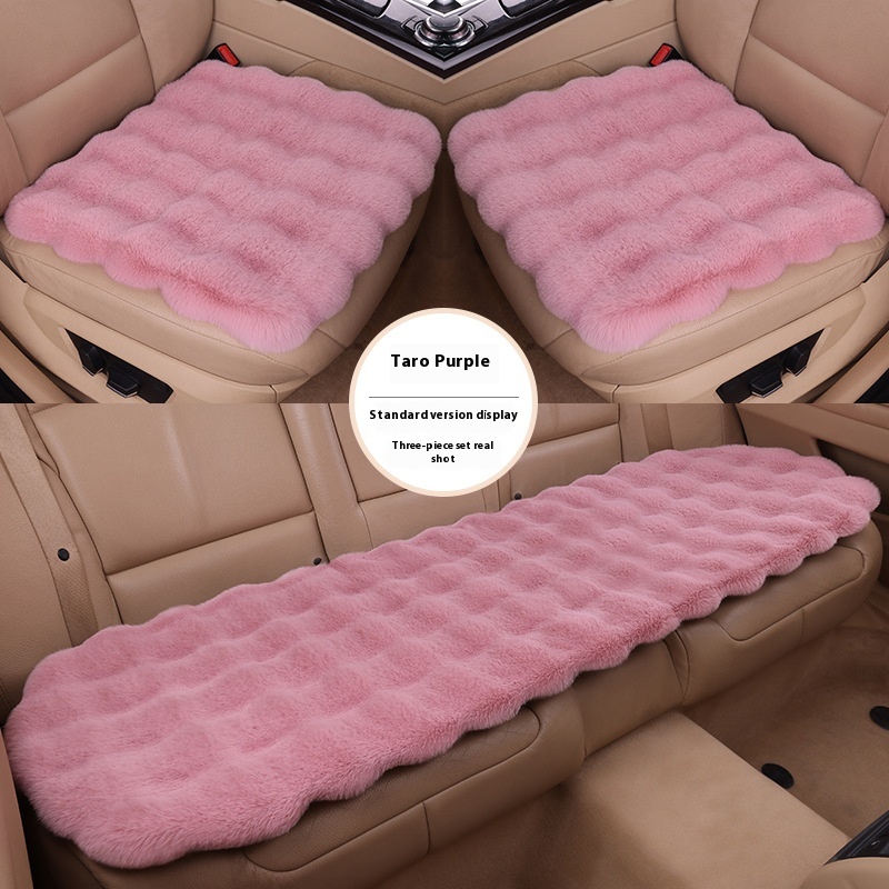 Winter Bubble Velvet Rabbit Plush Car Cushion Set – 3-Piece Without Backrest - Image 12