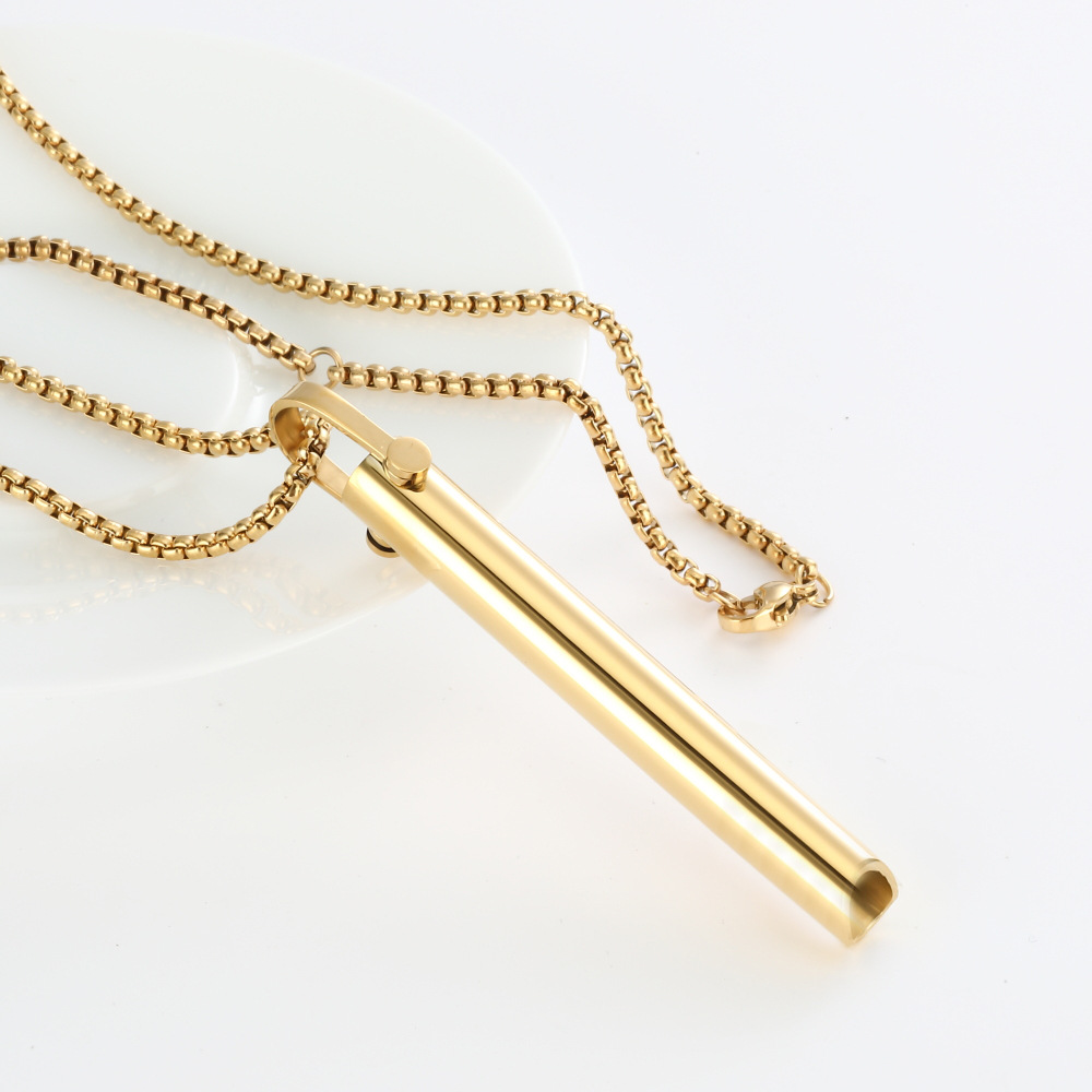 Adjustable Breathing Necklace & Ring Set - Stainless Steel Decompression Jewelry for Stress Relief