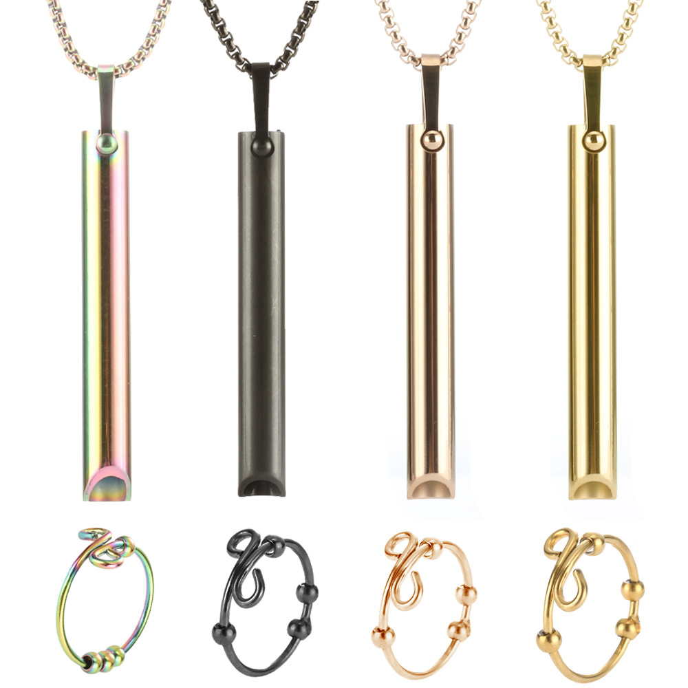 Adjustable Breathing Necklace & Ring Set - Stainless Steel Decompression Jewelry for Stress Relief - Image 10
