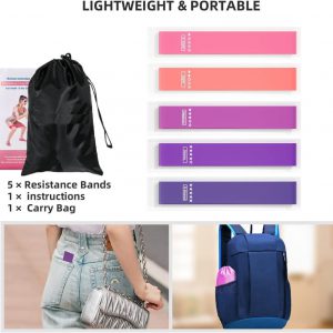 Resistance Loop Exercise Bands - Ideal for Home Fitness, Stretching, Strength Training, and Physical Therapy | Elastic Workout Bands Set of 5 for Women, Men, and Kids