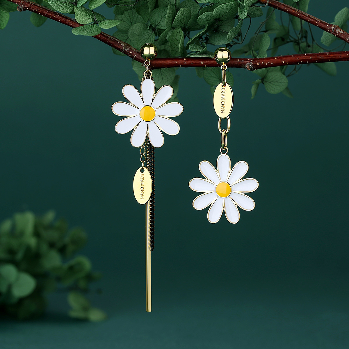 Stylish Long Tassel Asymmetric Flower Earrings for Elegant Looks - Image 10