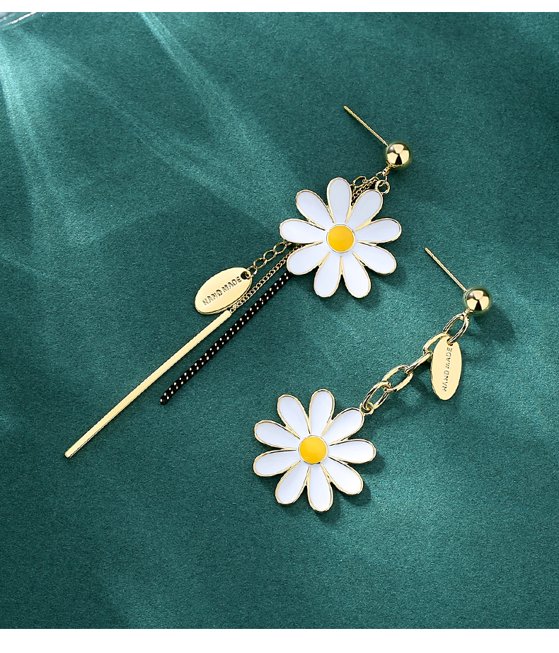Stylish Long Tassel Asymmetric Flower Earrings for Elegant Looks - Image 12