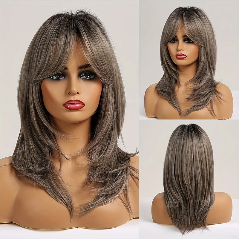 Blonde Long Curly Wig - 20-Inch Non-Toxic, Heat-Resistant Synthetic Hair with Bangs, Perfect for Any Occasion - Image 2