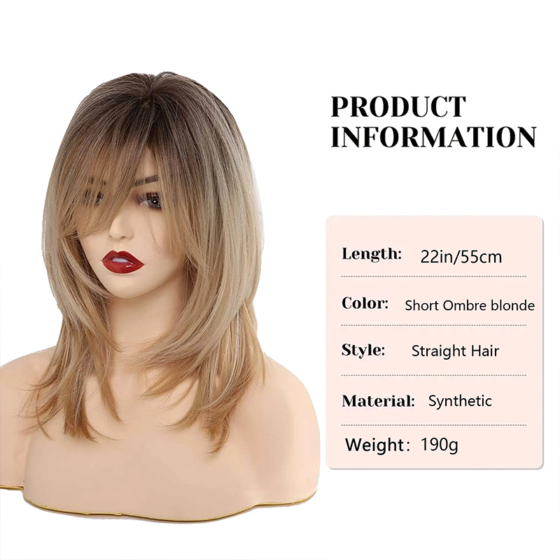 Blonde Long Curly Wig - 20-Inch Non-Toxic, Heat-Resistant Synthetic Hair with Bangs, Perfect for Any Occasion - Image 3