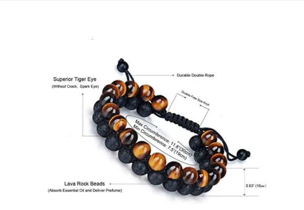 Stunning Tiger's Eye & Lava Stone Bracelet for Strength and Style - Image 5