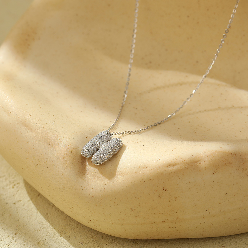 Chunky Stainless Steel Bubble Letter Initial Pendant for Women - Zircon Balloon 26 Letter Necklaces, Unique Personality Jewelry - Image 3