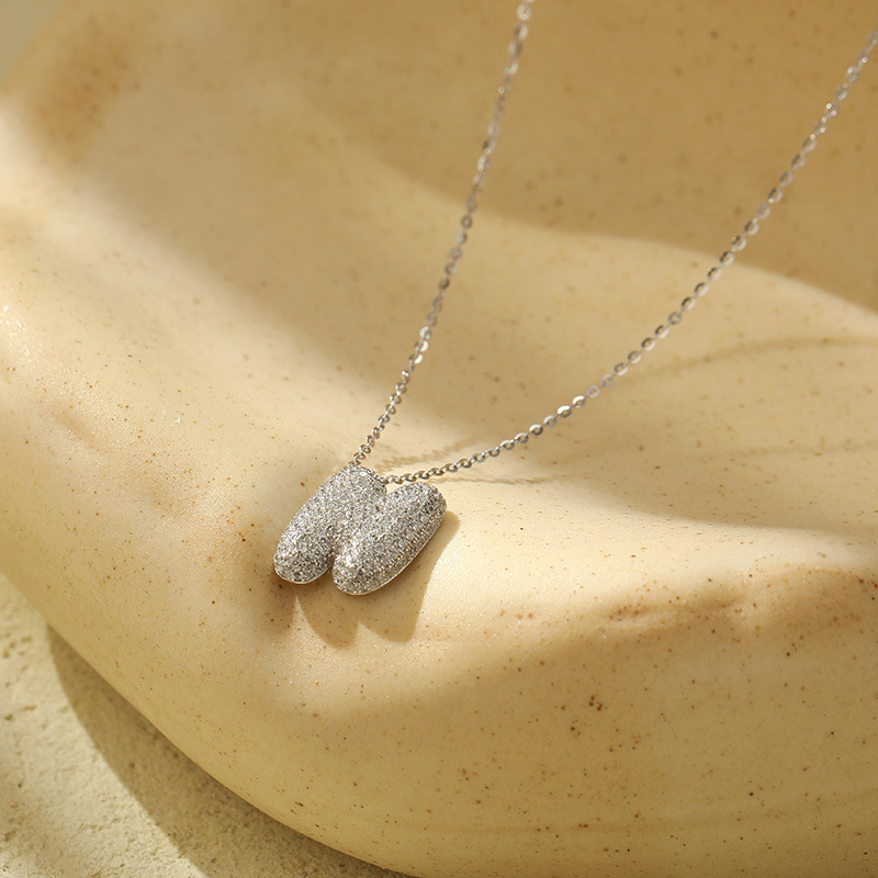 Chunky Stainless Steel Bubble Letter Initial Pendant for Women - Zircon Balloon 26 Letter Necklaces, Unique Personality Jewelry - Image 9