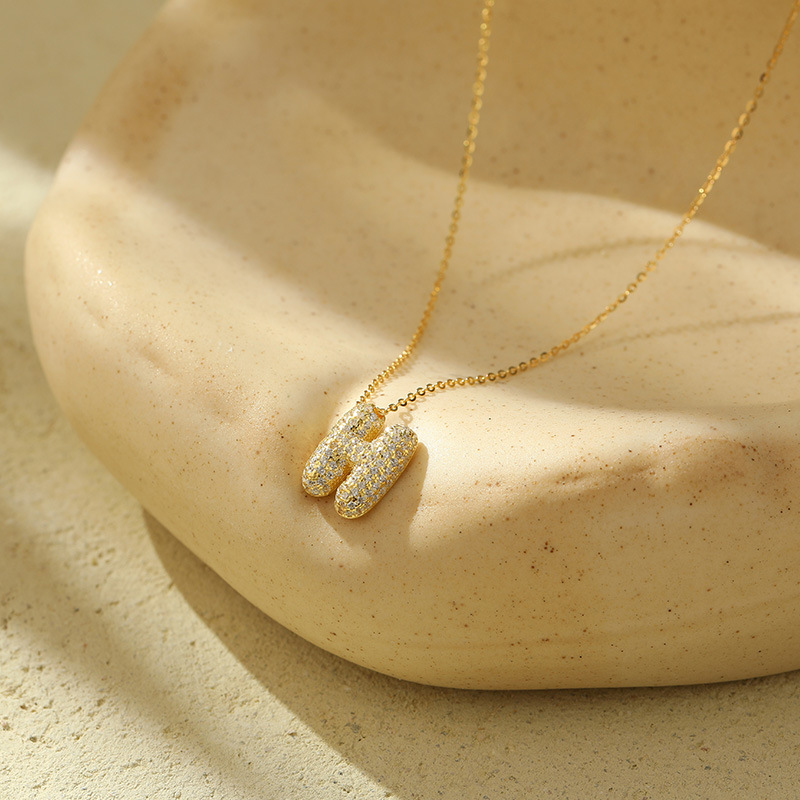 Chunky Stainless Steel Bubble Letter Initial Pendant for Women - Zircon Balloon 26 Letter Necklaces, Unique Personality Jewelry - Image 31