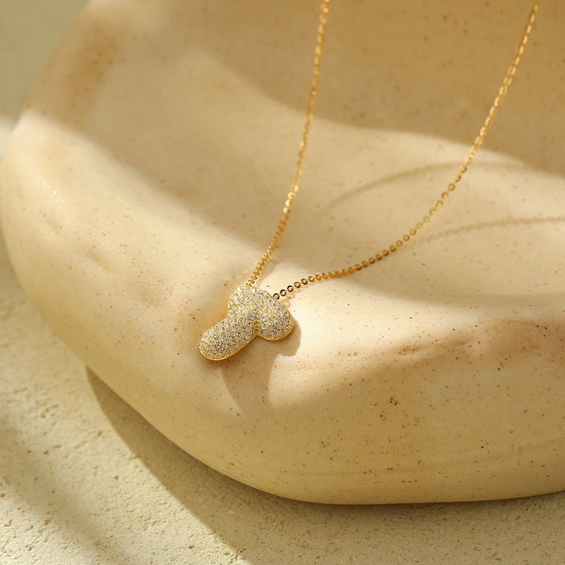 Chunky Stainless Steel Bubble Letter Initial Pendant for Women - Zircon Balloon 26 Letter Necklaces, Unique Personality Jewelry - Image 45