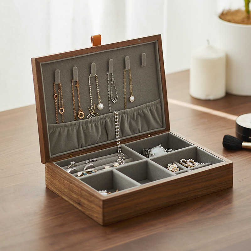 Spacious Walnut Jewelry Box for Home - Large Capacity Design - Image 2