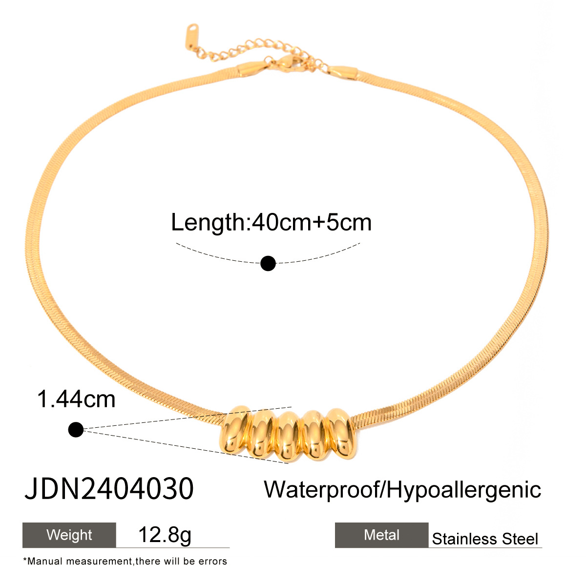 18K Gold Stainless Steel Shiny Small Waist Oval Necklace for Elegant Style - Image 6