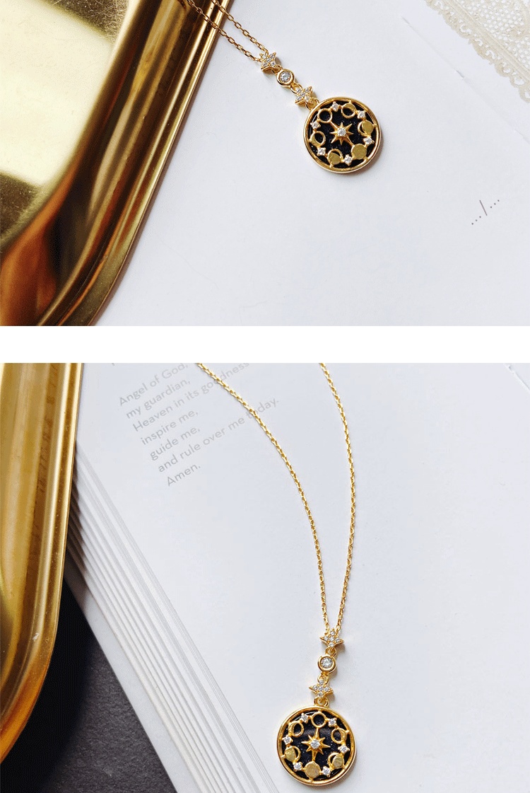 Exquisite Blue Sand Stone Sun Moon Star Necklace – Unique Jewelry Piece