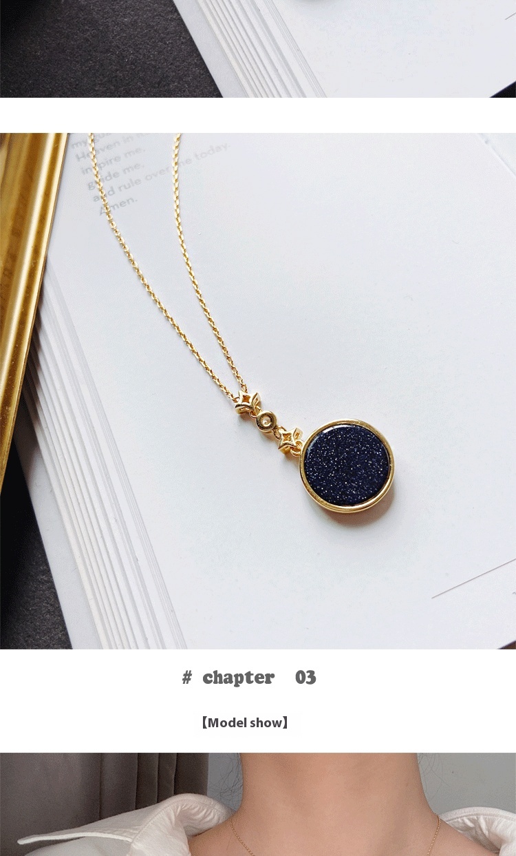 Exquisite Blue Sand Stone Sun Moon Star Necklace – Unique Jewelry Piece - Image 3