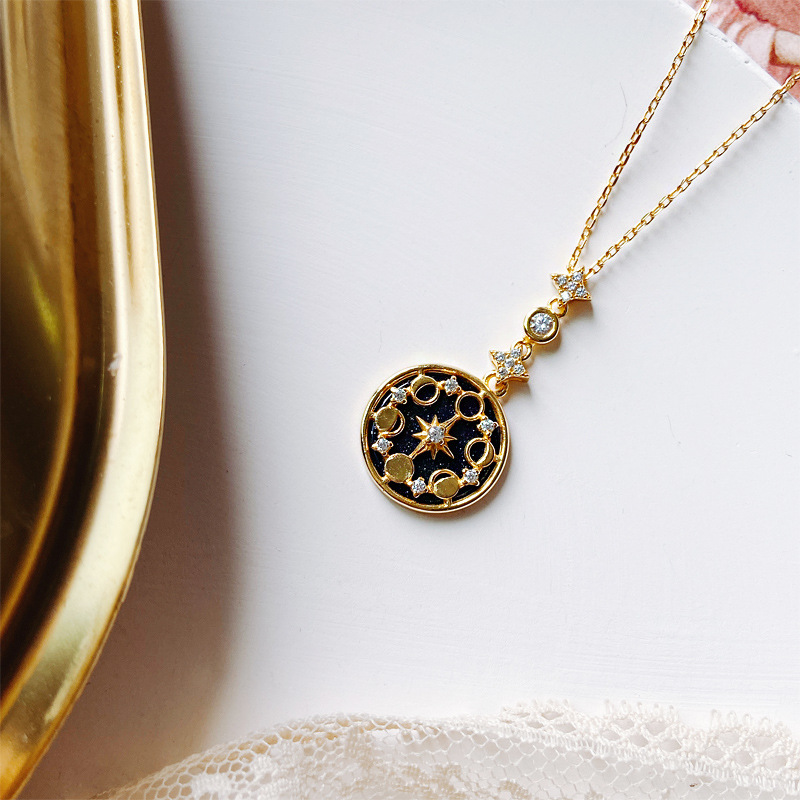 Exquisite Blue Sand Stone Sun Moon Star Necklace – Unique Jewelry Piece - Image 8