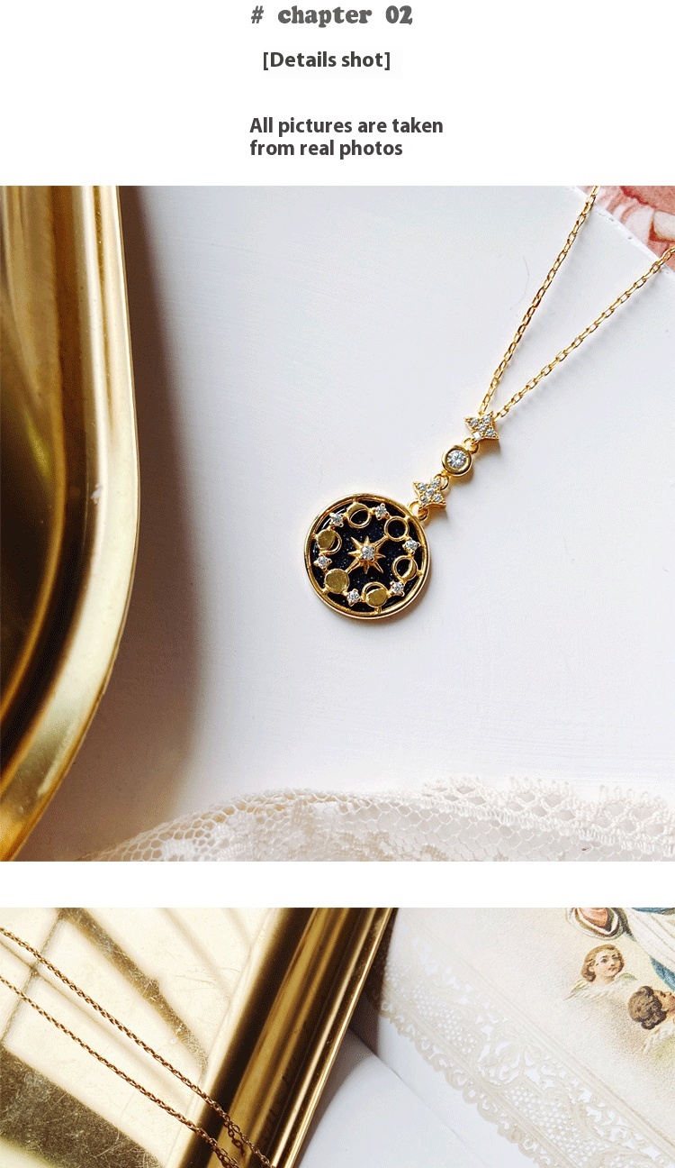 Exquisite Blue Sand Stone Sun Moon Star Necklace – Unique Jewelry Piece - Image 11