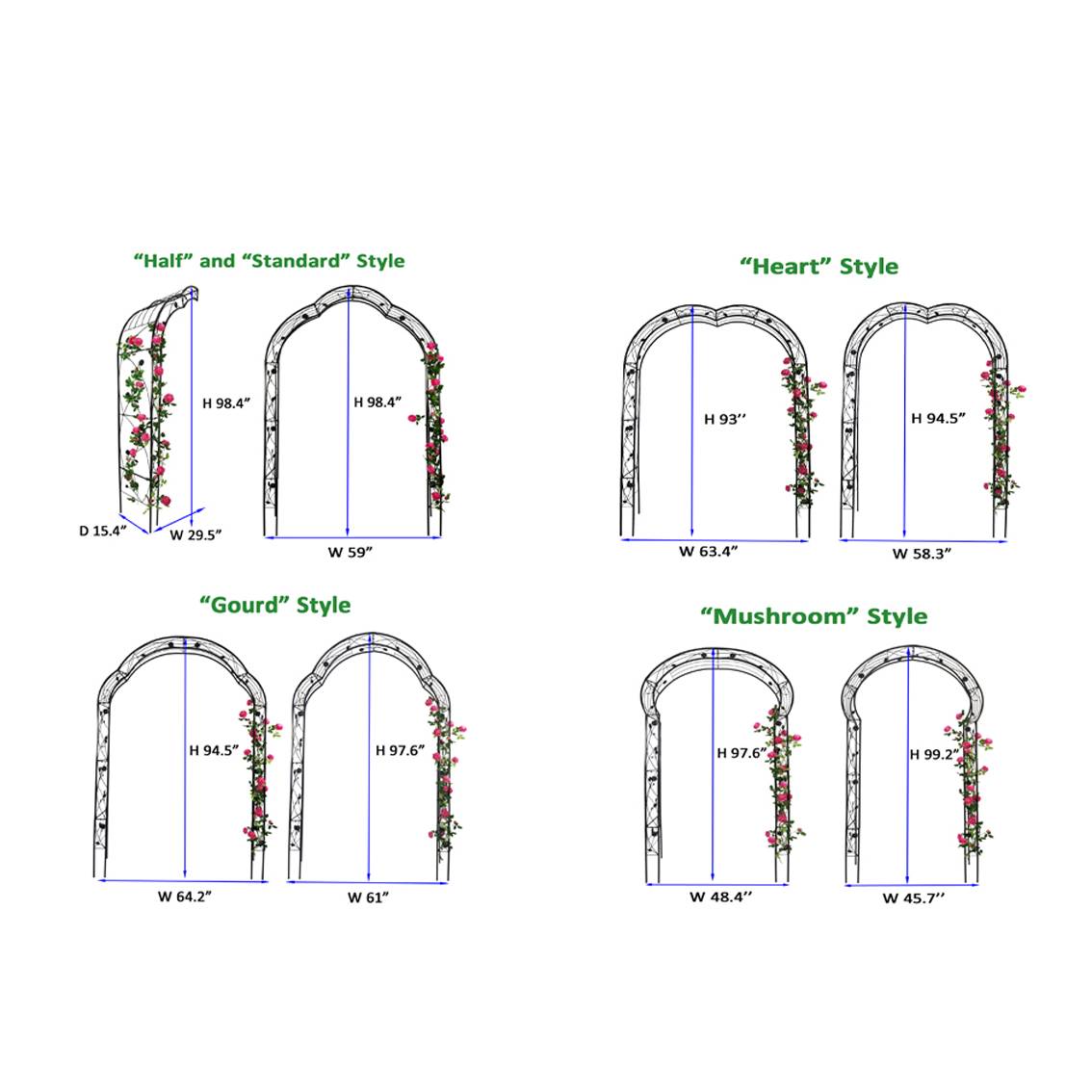 Versatile Metal Garden Arch - 8 Styles for Trellis & Climbing Plants Outdoors - Image 13