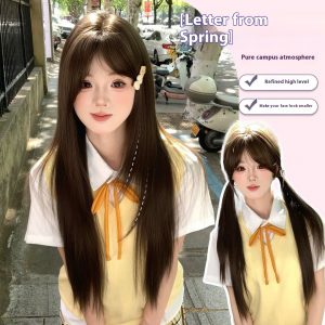 High-Level Full Repair Inner Angle Long Straight Full-Head Wig for Hair Restoration