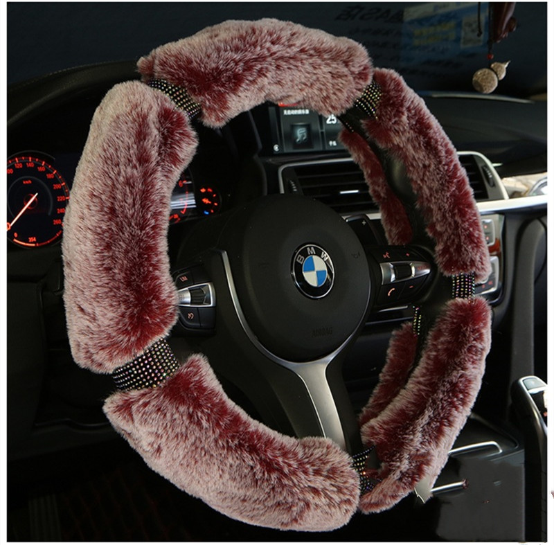 Winter Plush Car Steering Wheel Cover - Korea Diamond Fashion Cute Handle Accessory - Image 2