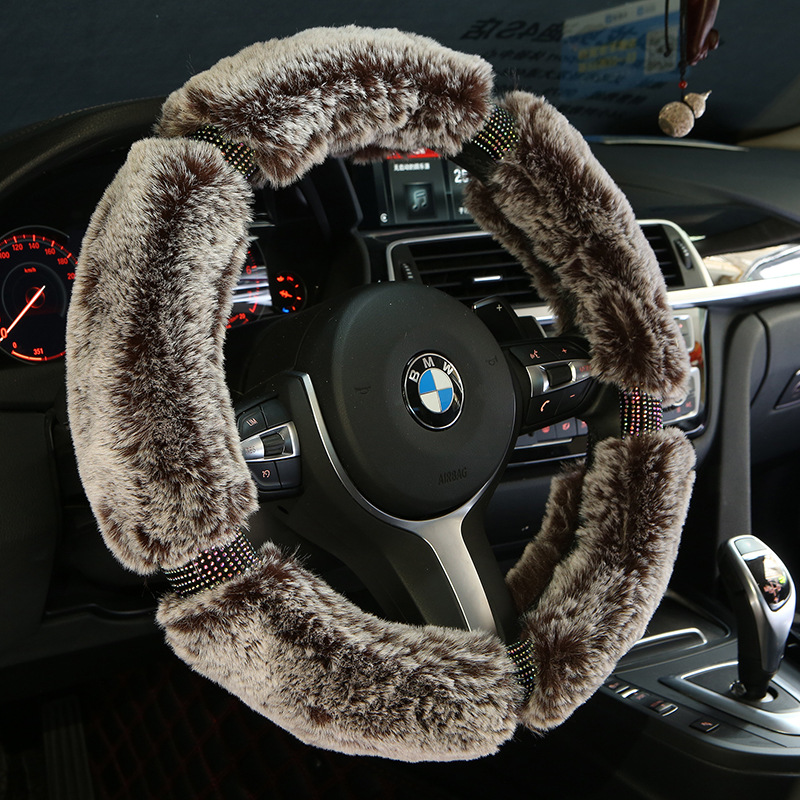 Winter Plush Car Steering Wheel Cover - Korea Diamond Fashion Cute Handle Accessory - Image 3